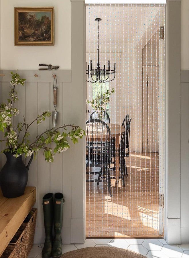 ANMINY 30 Strands Beaded Curtains Doorways Iridescent Crystal Door Beads Curtains High-Density Acrylic Hanging Doorway String Curtains for Window Living Room Wedding 35" x 79" - Stars - Image 2